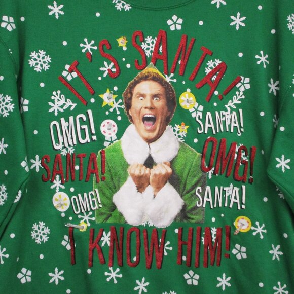 Elf Ugly Sweater Christmas Crew Neck With Working Lights Green Men Size | M - Picture 5 of 11